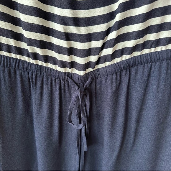 TALBOTS Nautical Sailor Striped Wide Leg Sleeveless Jumpsuit Romper Navy White 8 - Picture 5 of 11